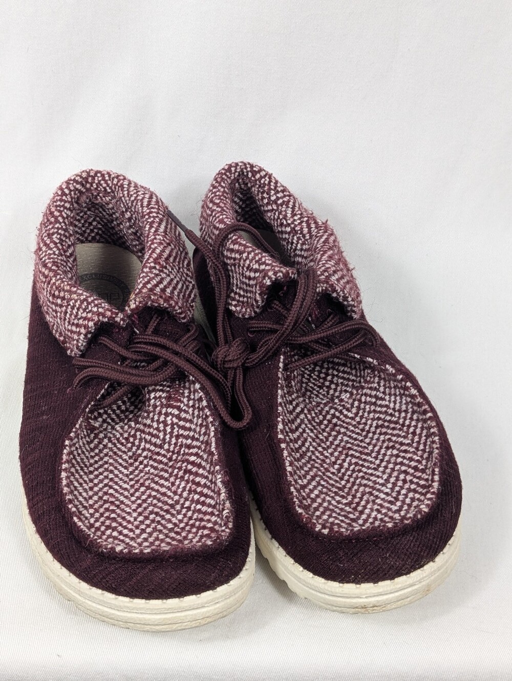 Hey Dude Britt Womens Size 9 Lace Up Shoes Cuff Red Burgundy
